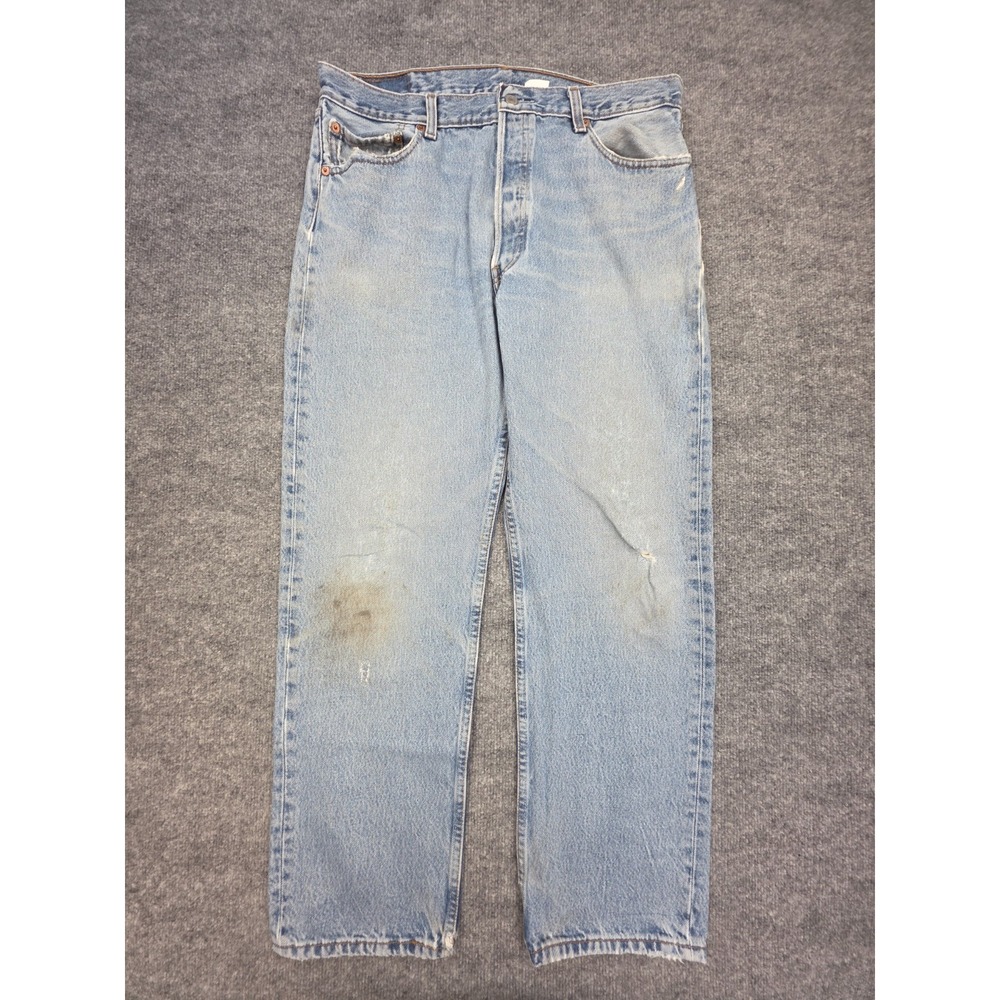 Vintage Levis 501 Jeans Mens 36x30 (FITS 34 x 29)Blue Button Fly Pants Y2K Stain